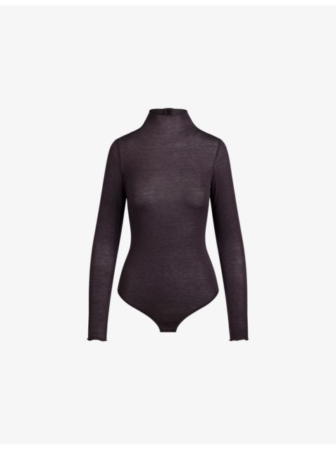SKIMS Sheer Modal Long-Sleeve Jersey Bodysuit