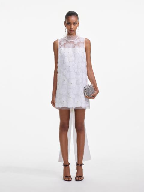 self-portrait White Tulle Satin Bow Mini Dress