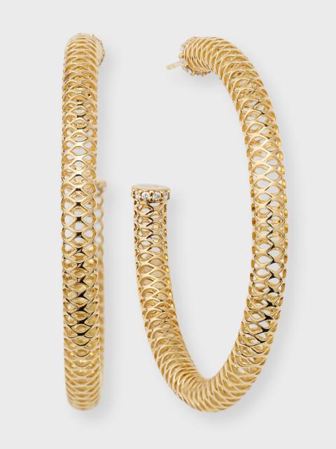 SYDNEY EVAN 14K Yellow Gold Large Fishnet Diamond Tube Hoop Earrings