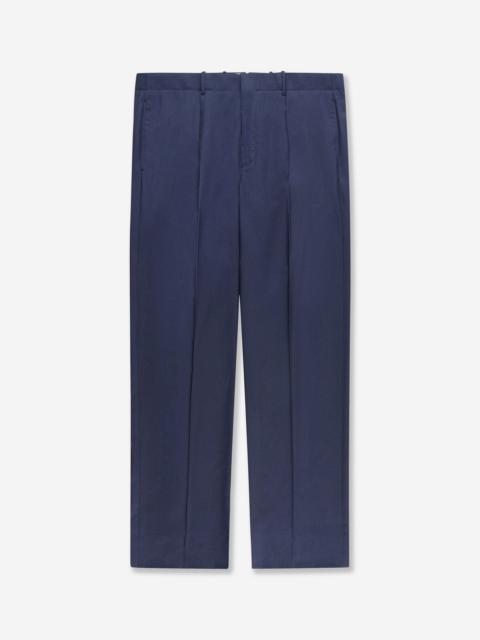 SLOWEAR Straight fit wool and silk twill trousers