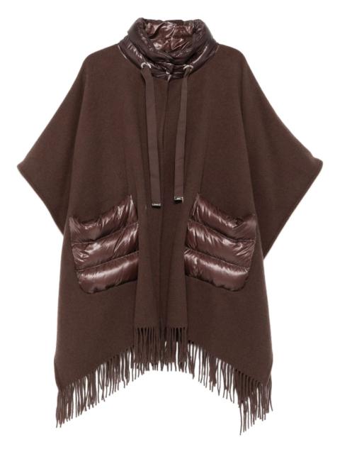 Herno quilted-pocket fringe poncho