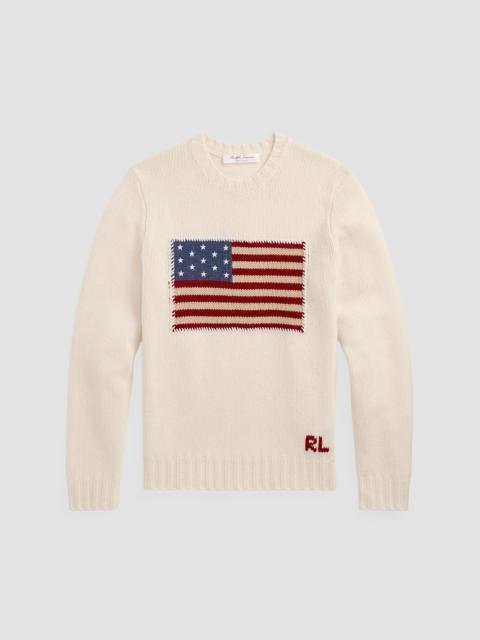 Ralph Lauren Men's American Flag Cashmere Pullover Sweater - Classic Cream