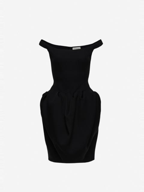 MAGDA BUTRYM Off-shoulder sculpted volume dress in black
