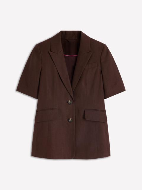 BODEN Short Sleeve Linen Blazer-Bitter Chocolate