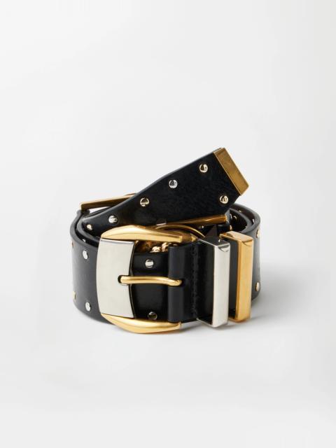 VERSACE Studded Leather Belt 4 cm