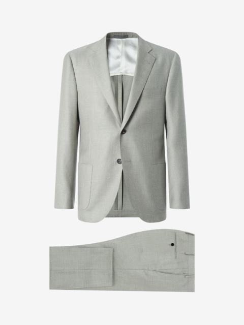 CORNELIANI Sage green silk, wool and linen twill suit
