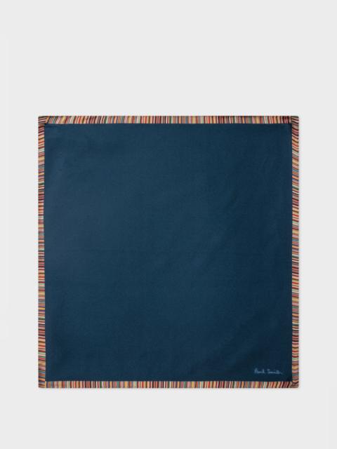 Paul Smith Navy 'Signature Stripe' Silk Pocket Square