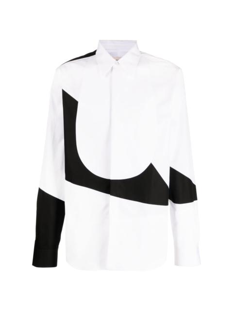 Black Dragonfly-embroidered cotton-poplin shirt, Alexander McQueen