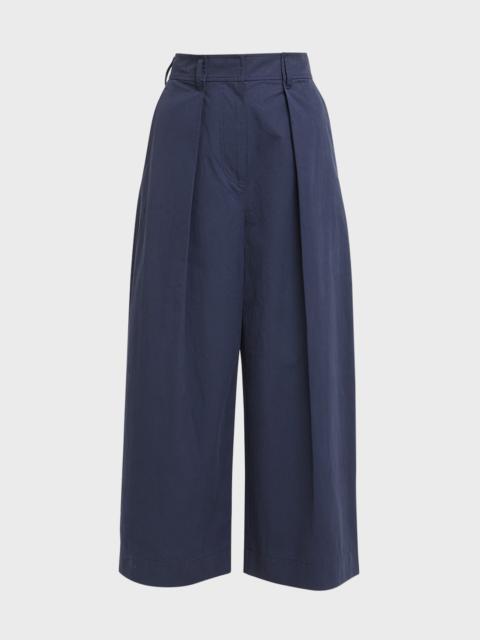 ULLA JOHNSON Emery Wide-Leg Cropped Cotton Pant