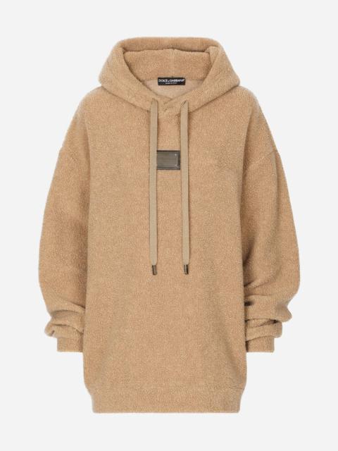 Wool jersey hoodie with logo tag