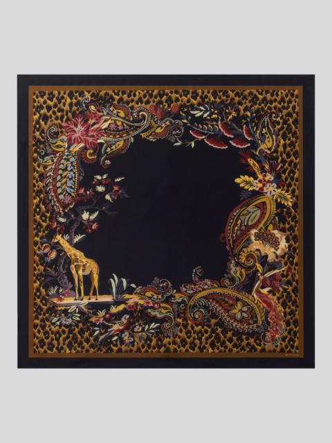 Etro SILK TWILL SCARF WITH LEOPARD AND PAISLEY MOTIF