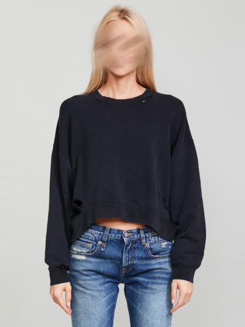 R13 CROPPED CREWNECK - BLACK