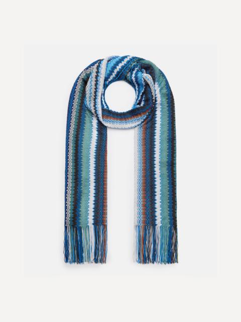 Missoni Fringed Zig-Zag Blue Scarf