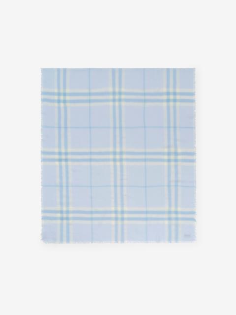 Wide Check Wool Scarf