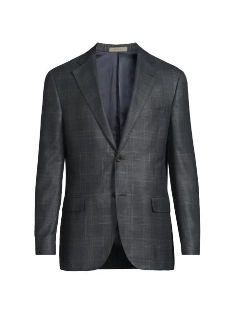 CORNELIANI Men's Plaid Silk-Cashmere Sport Coat - Navy Natural
