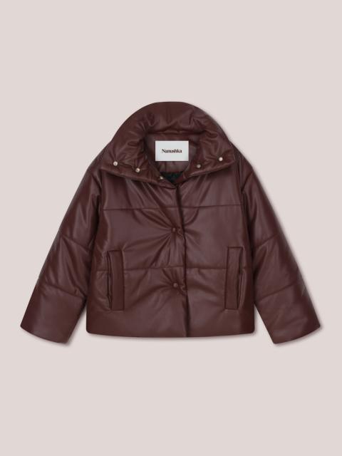 HIDE - OKOBOR™ alt-leather puffer jacket - Plum chutney