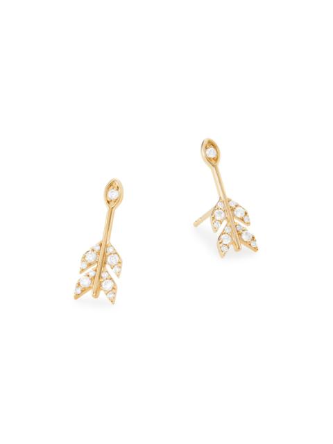 SYDNEY EVAN Women's 14K Yellow Gold & Diamond Evil-Eye Arrow Stud Earrings