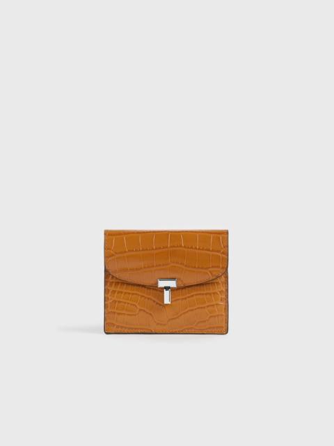 TOTEME T-lock croco-embossed cardholder tangerine