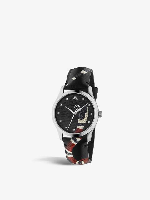 GUCCI YA1264007 Le Marché Des Merveilles stainless-steel and leather quartz watch