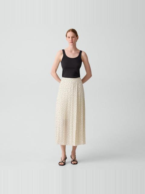 Theory Pleated Wrap Skirt in Polka Dot Georgette