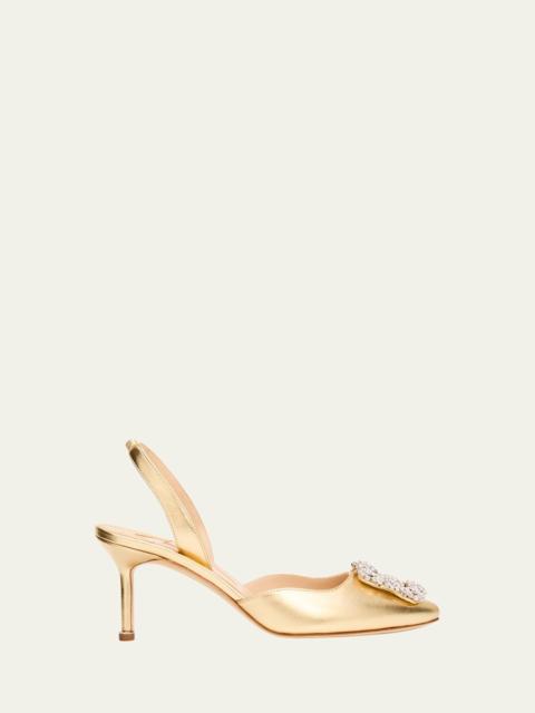 Manolo Blahnik 90mm BB Metallic Leather Pumps