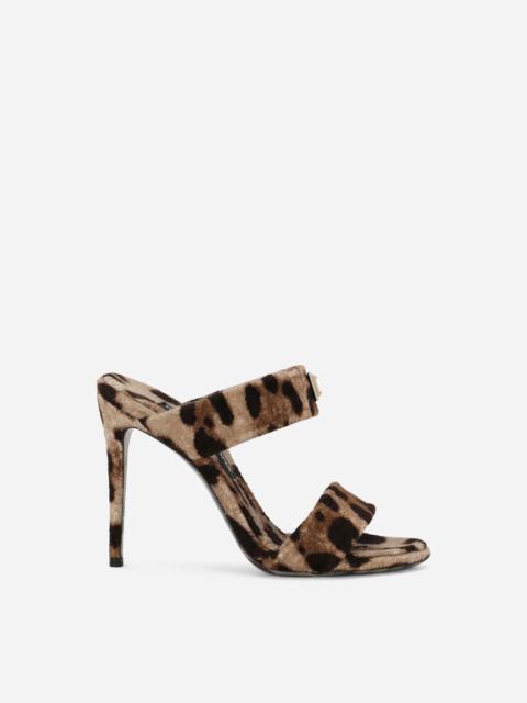 Leopard-print terrycloth sandals