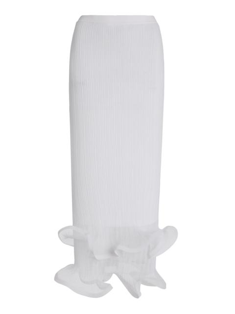 SIMKHAI Kelso Ruffled Plisse Maxi Skirt white