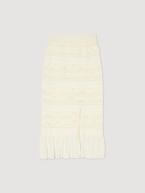 Sandro Openwork knit midi skirt