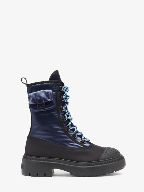 FENDI Blue nylon biker boots