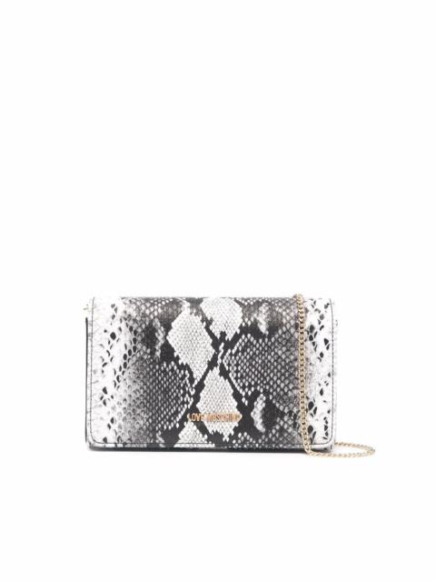 Moschino logo plaque snakeskin print crossbody