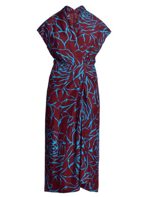 Dries Van Noten Women's Dilian Abstract Print Surplice Midi-Dress - Burgundy