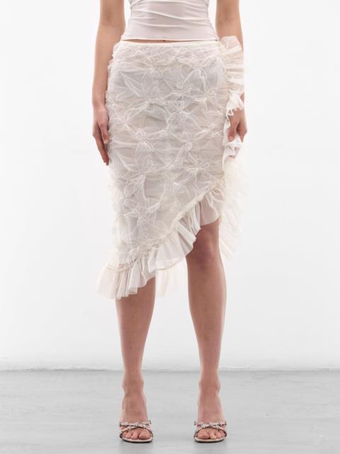 Blumarine Butterfly Embroidered Sheer Ruffle Skirt