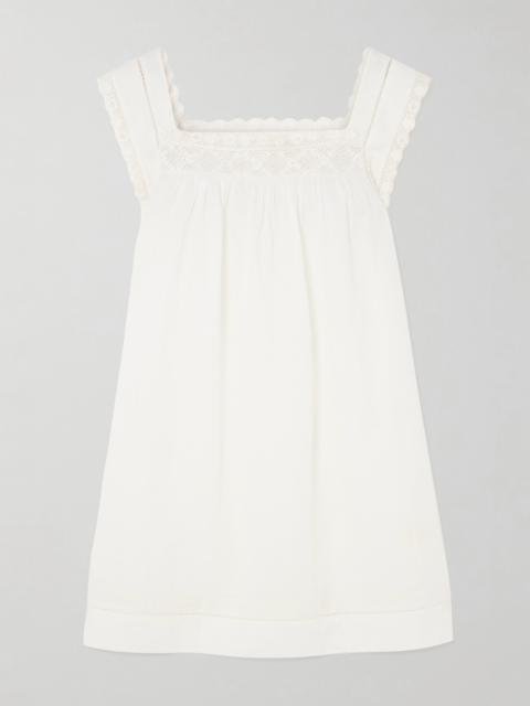 DÔEN Almadia Crochet-trimmed Ramie Mini Dress