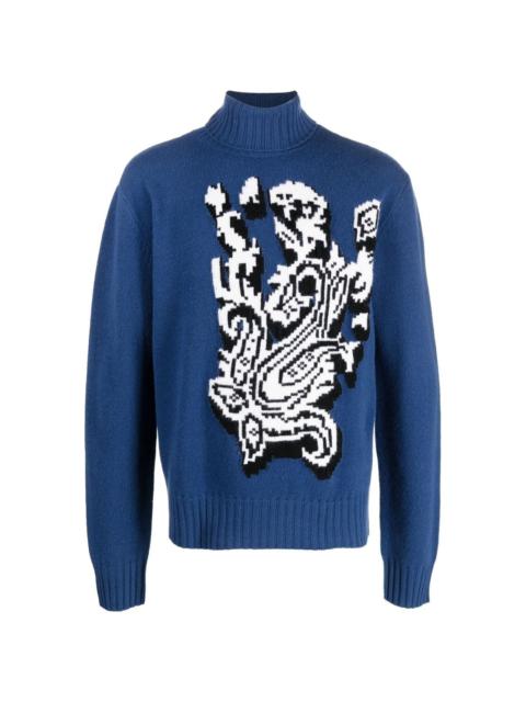 Etro paisley-knit roll-neck jumper