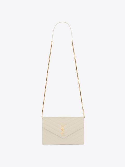 SAINT LAURENT cassandre saint laurent matelassé envelope chain wallet in grain de poudre embossed leather