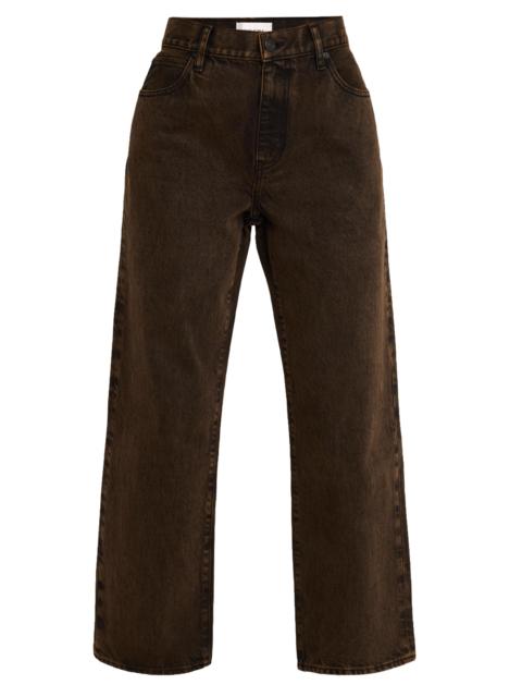 FRAME Women's The Hang Mid-Rise Wide-Leg Cropped Jeans - Brown
