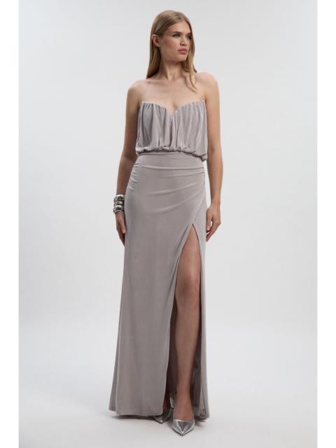KAREN MILLEN Petite Drapey Crepe Bandeau Split Maxi Dress
