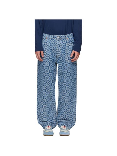 KENZO Blue Kenzo Paris 'Kenzogram' Cargo Monkey Fit Jeans