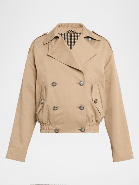 Brunello Cucinelli Double-Breasted Techno Short Trench Coat