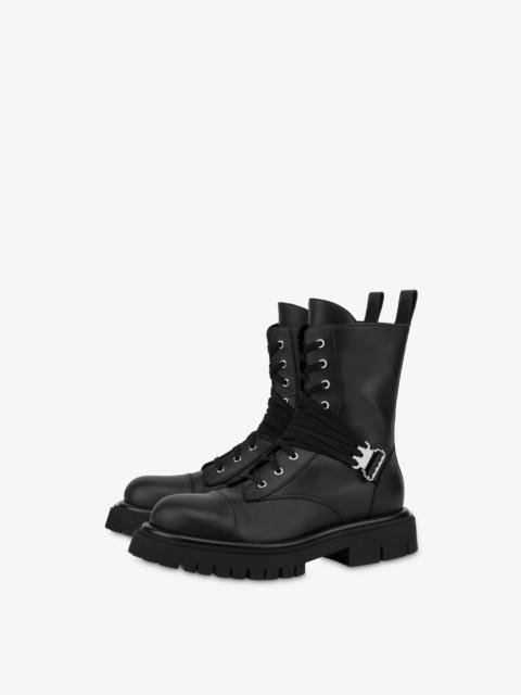 Moschino CALFSKIN LACE-UP COMBAT BOOTS