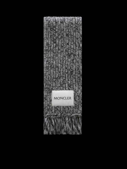 Moncler English Rib-Knit Logo Scarf