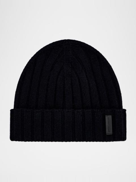 EMPORIO ARMANI Men's Wool-Cashmere Rib-Knit Beanie Hat