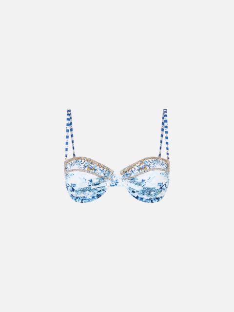 CAMILLA RUCHED CUP UNDERWIRE BIKINI TOP THE PORCELAIN PARLOUR