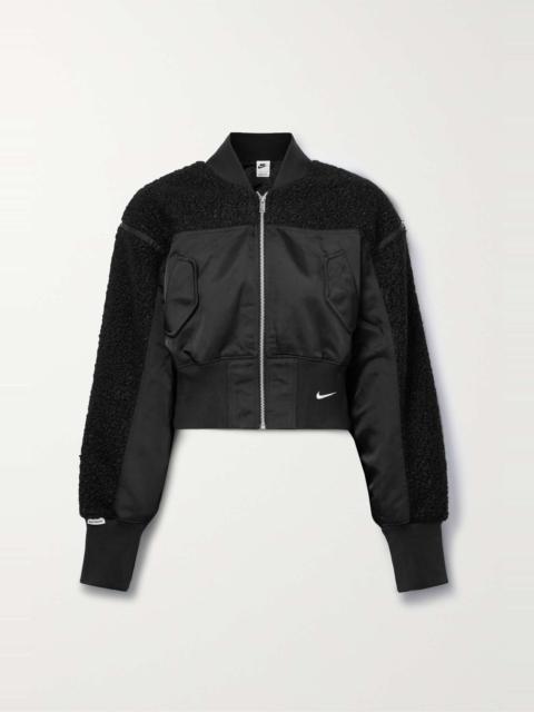 Cropped paneled shell and bouclé bomber jacket