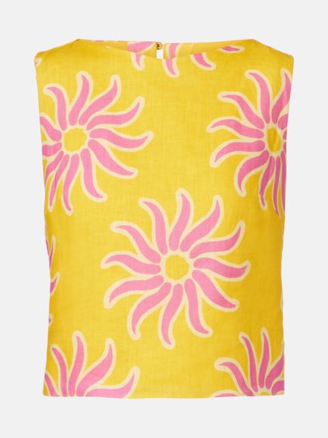 CALA de la CRUZ Avelino printed linen crop top