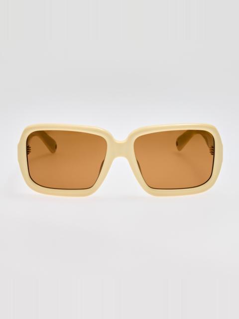LINDA FARROW Cabana Oversize Sunglasses in Sand