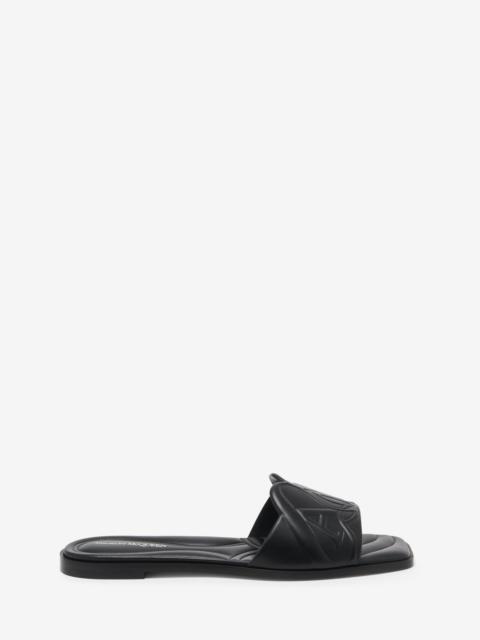 Alexander McQueen Women's Seal Flat Slide Sandal in Black