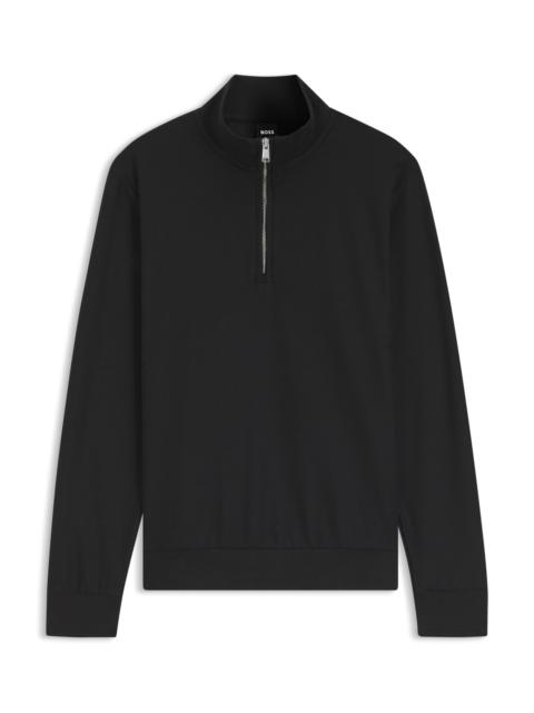 BOSS QUARTER-ZIP SWEATSHIRT IN A COTTON BLEND