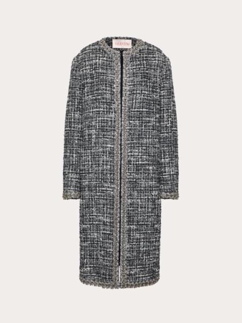 Valentino TWEED MELANGE EMBROIDERED COAT