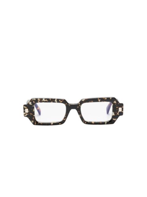 tortoiseshell-effect rectangle-frame glasses